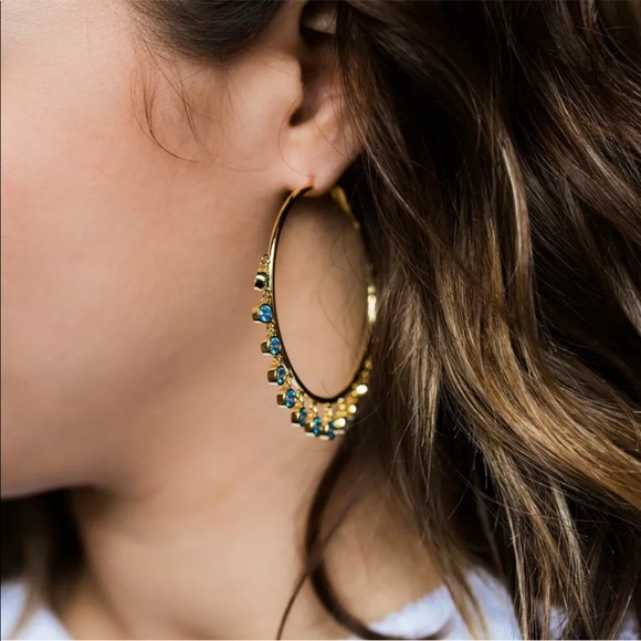 New 18k Yellow Gold Plated Hoop Earrings Personalized Cubic Zirconia Jewelry - Picture 3 of 7